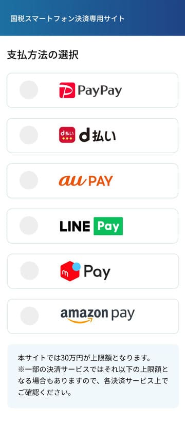 国税スマートフォン決済専用サイト